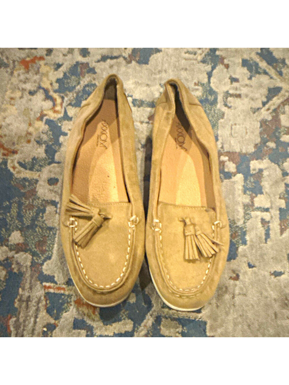 AXXION Women's Beige Suede Tassel Loafer Flats Slip-On Comfort Round Toe 8